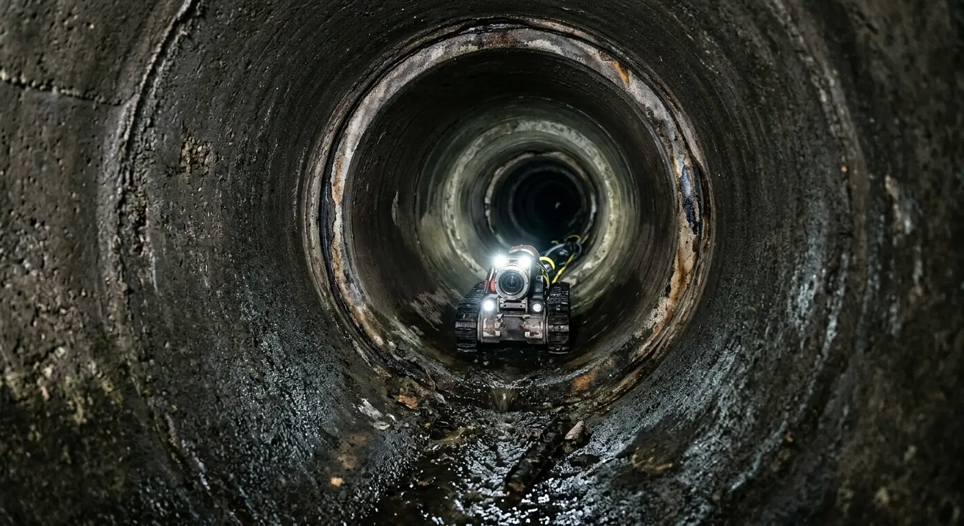 Robotic sewer camera inspecting pipe interior for Drain Snake Service in McSwain